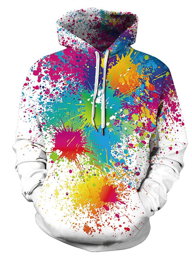 3D Printed Tie Dye Rainbow Art Hoodie - Hooded Casual Basic Club Pullover