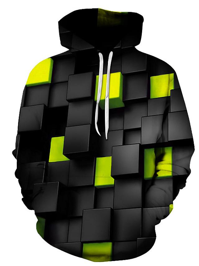 3D Printed Color Block Hoodie - Hooded Basic Pullover