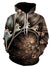 Men's Geometric 3D Printed Hooded Street Chic Brown Hoodie Pullover